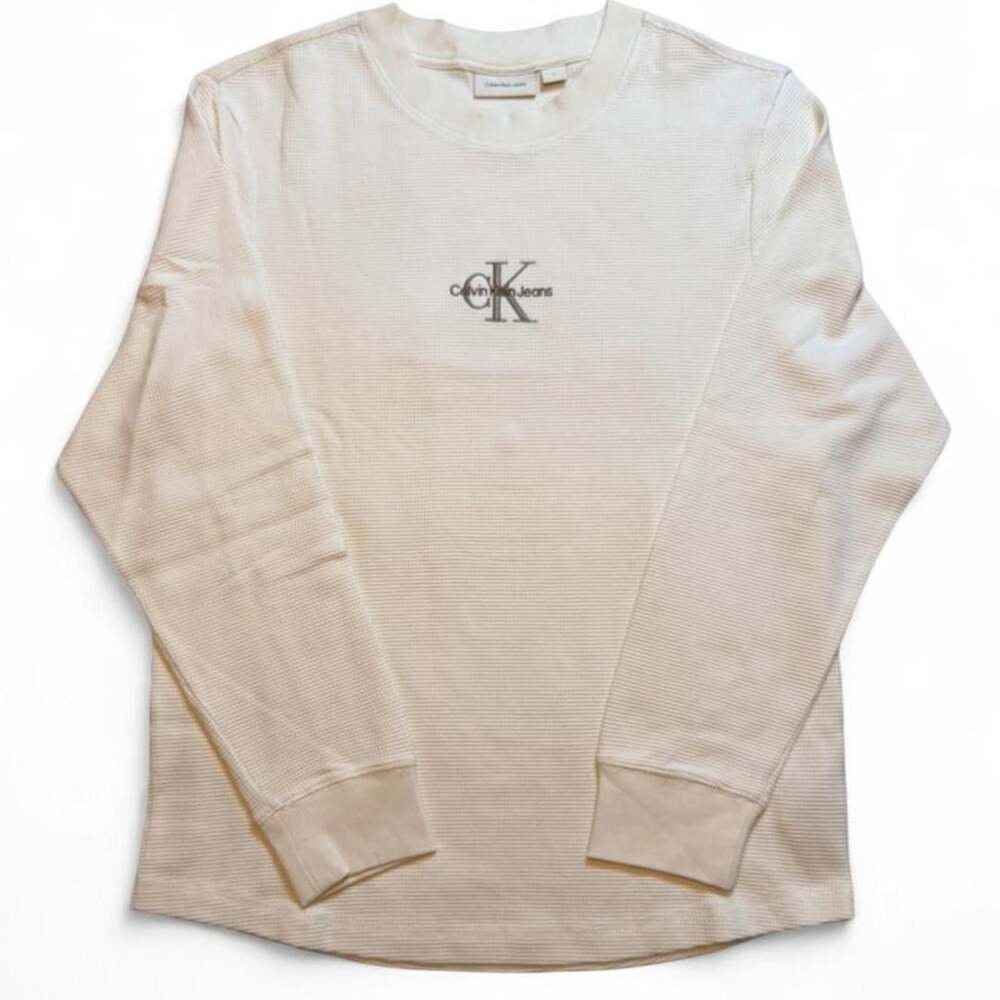 Calvin Klein men’s cream thermal long sleeve shirt size large dimensions in the